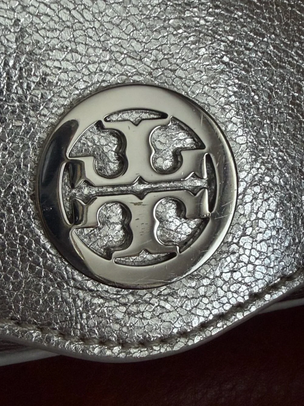 TORY BURCH MINI ROBINSON METALIC SILVER CHAIN CROSSBODY BAG